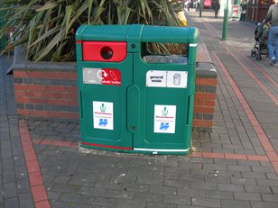 dual litter and recycling street bin