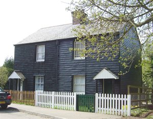 3 & 4 Church Farm Cottages, Church Lane, Aldenham (a pair of black-painted timber cottages)