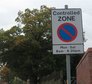 Control parking zone sign