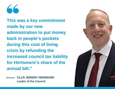 An innovative scheme which will offer residents the opportunity to claim a refund on this year's increase of Hertsmere's share of the council tax liability was agreed at last night's council meeting.