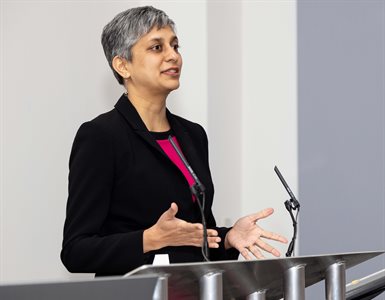 Dr Sarika Jain, Climate Change and Sustainability officer, talks to the audience.