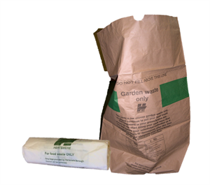 Roll of compostable bags and garden waste sack