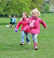 Girls playing in park