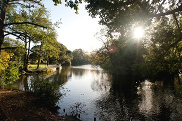 Lake view in Oakmere Park in Potters Bar