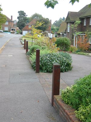 Boundary treatment on the Warren Estate in The Lake Conservation Area, Bushey