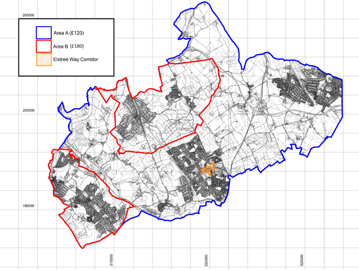 Map showing CIL Charging Zones