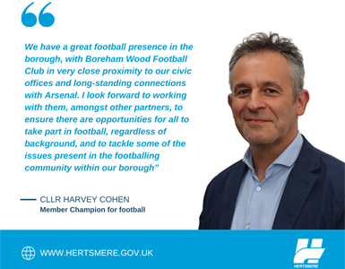 A new, elected member role to champion the promotion of youth, women's and men's football at all levels across the borough and to champion all football-related matters and policies has been established.