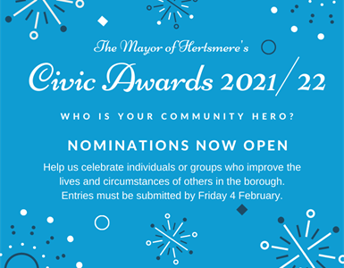 The search is on for this year's community champion who could receive their moment of recognition at Hertsmere Borough Council's Civic Awards.