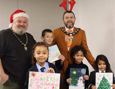 Children from primary schools across the borough have been spreading seasonal cheer with their festive designs.