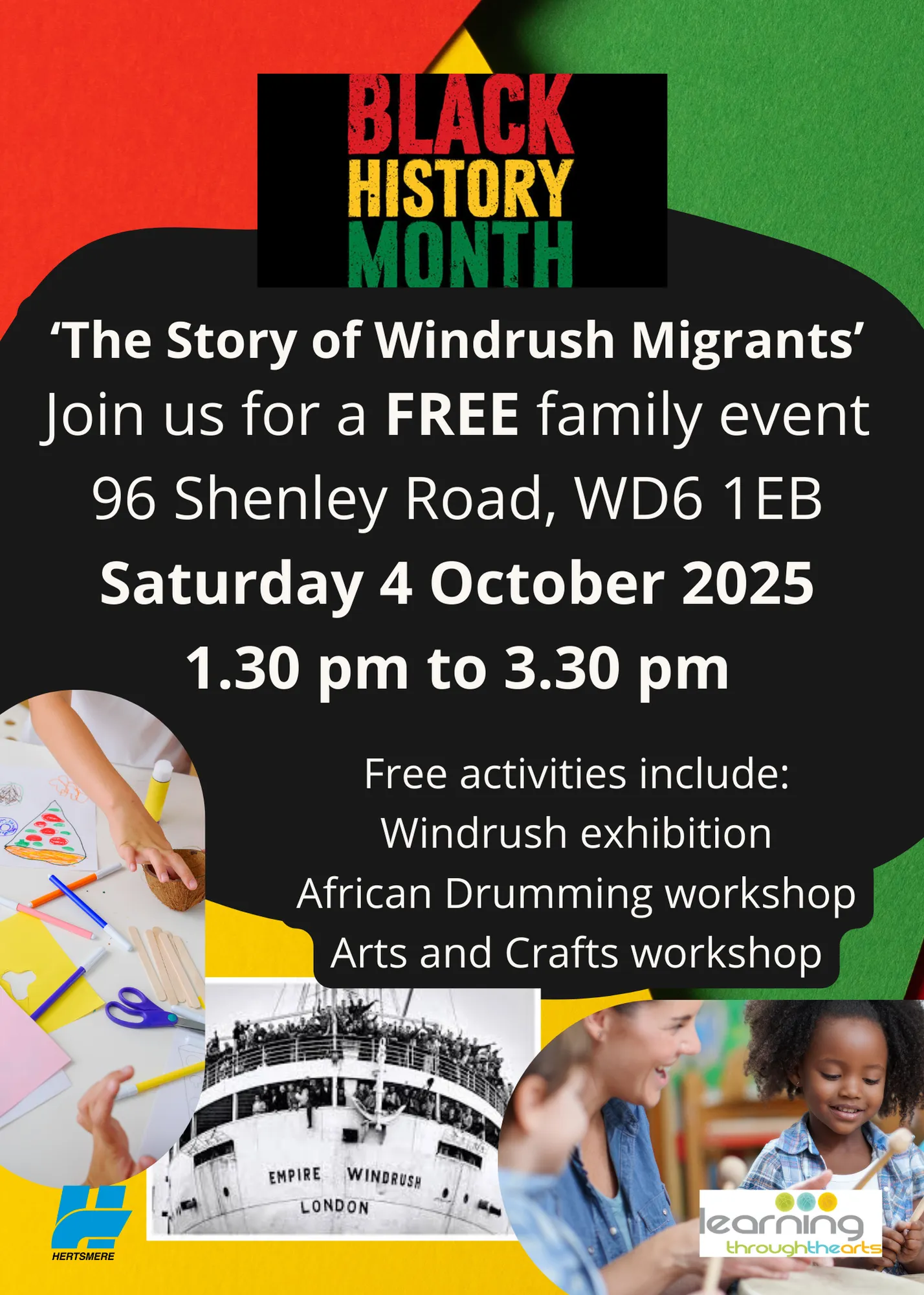 Black History Month family event on Saturday 4 October poster