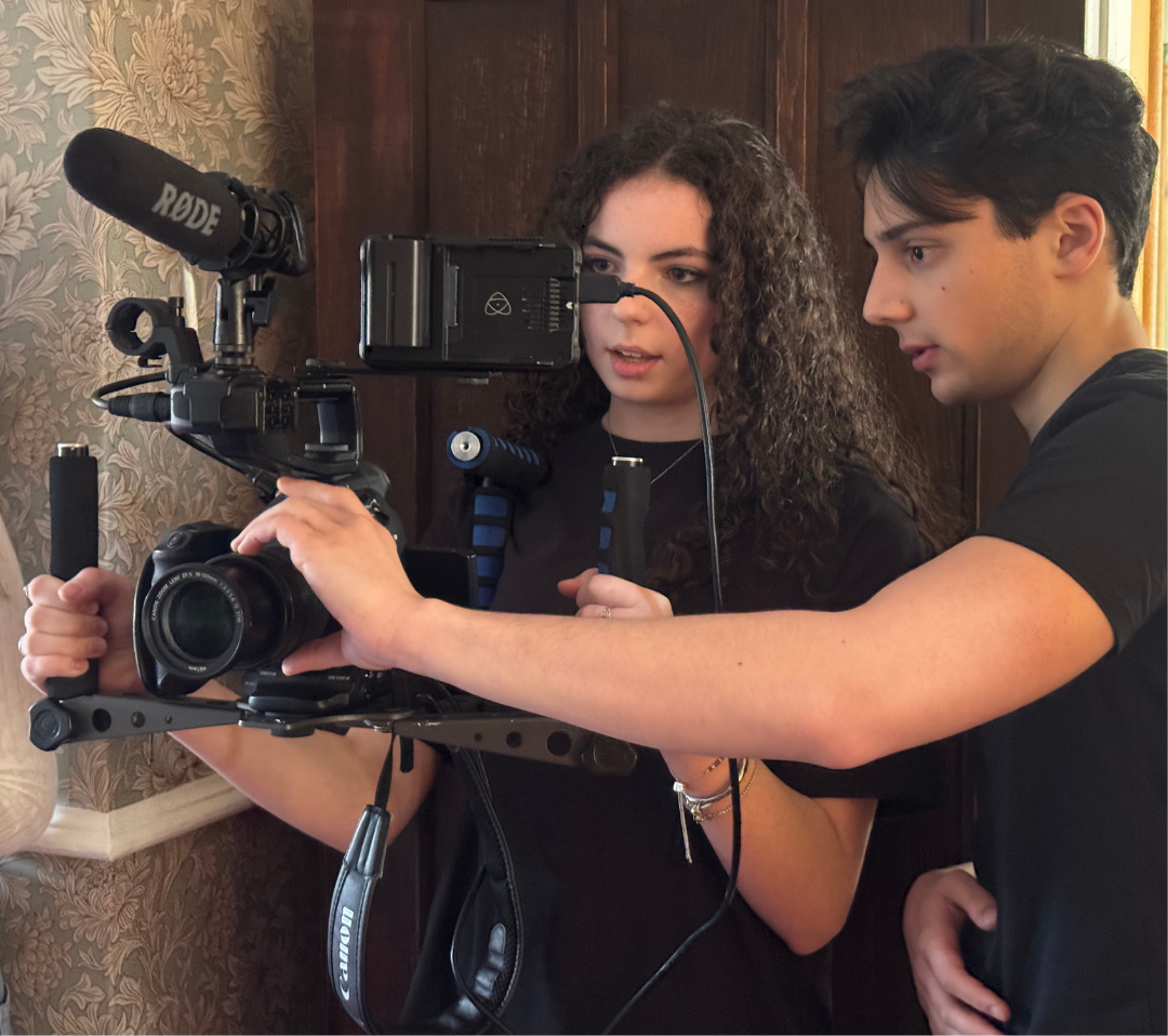 students filming