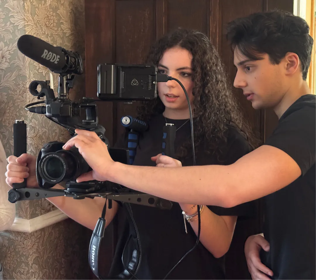 students filming
