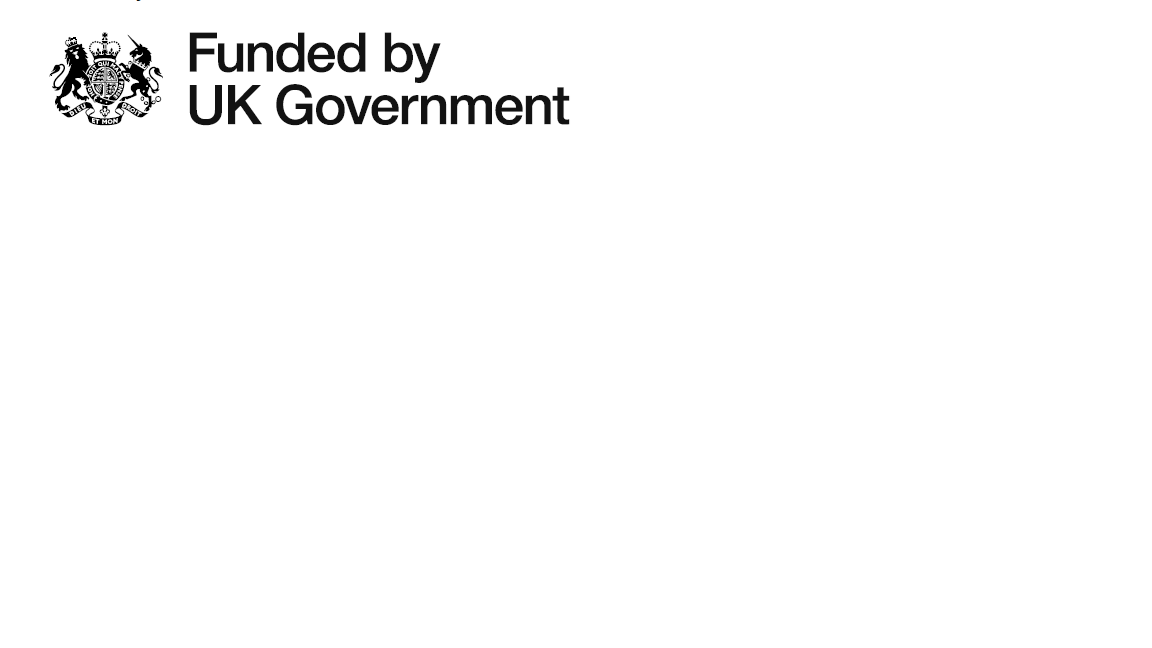 UK government logo, text says Funded by UK Government