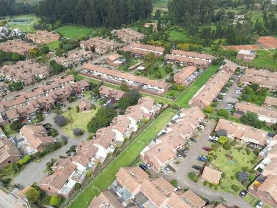 An aerial shot of a housing estate