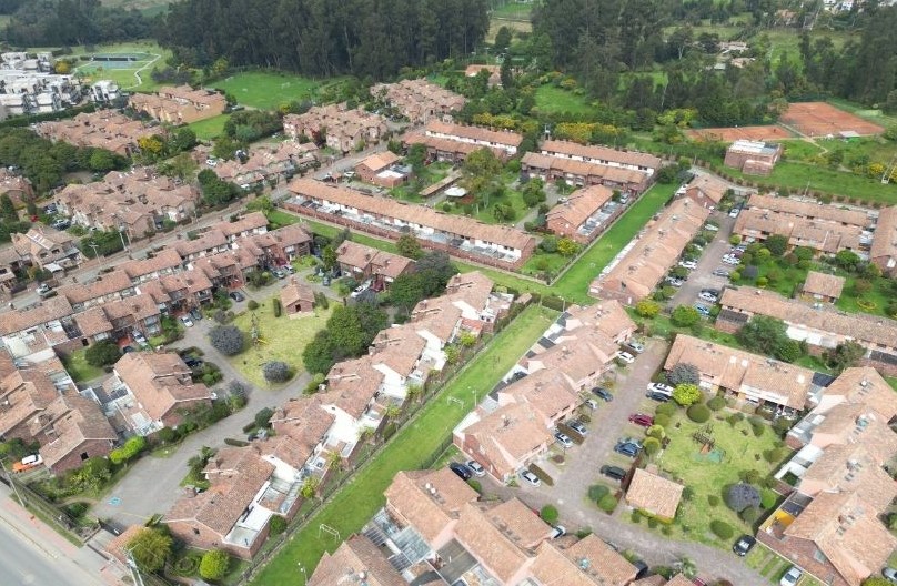 Aerial shot of houses