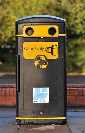 A recycling bin for cans only.