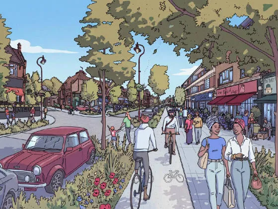 A drawing of Radlett high street