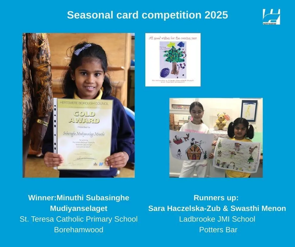 Seasonal card competition 2025 winners and runners up graphic