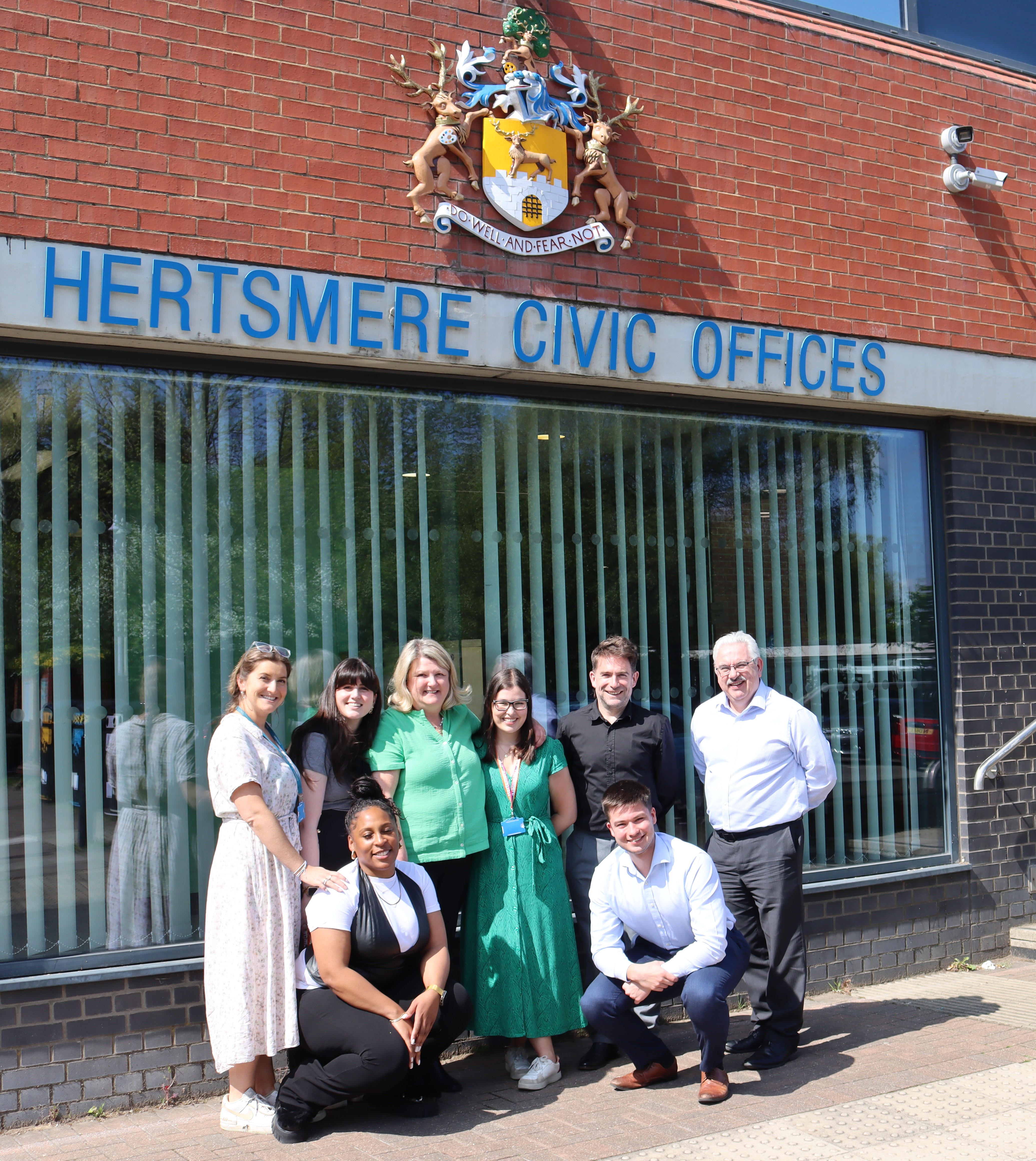 Sharon pictured with her team outside civic offices
